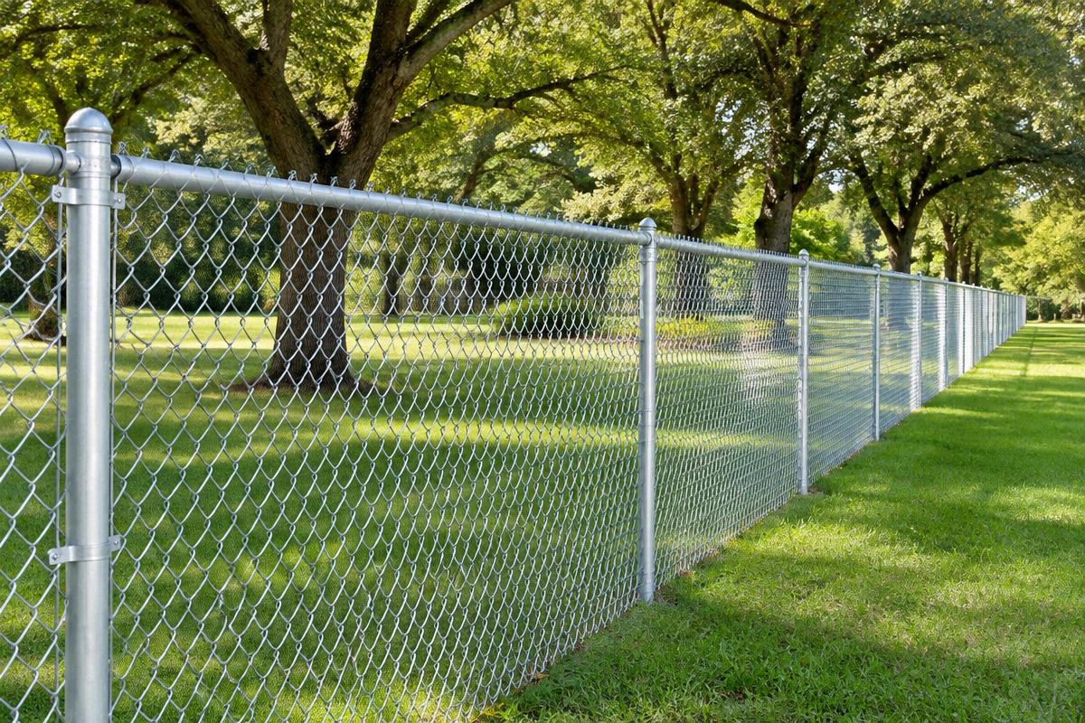 Placeholder example of a galvanized chain link fence